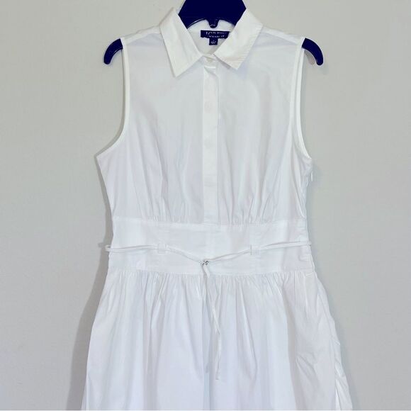 J Crew NWT Fitted Waist Shirt Dress in Cotton Poplin Size 2 in White | Belted - Picture 2 of 14